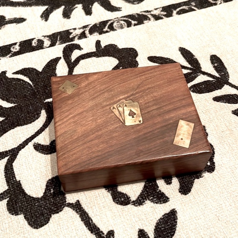 WOODEN W/ BRASS INLAYS Game Set